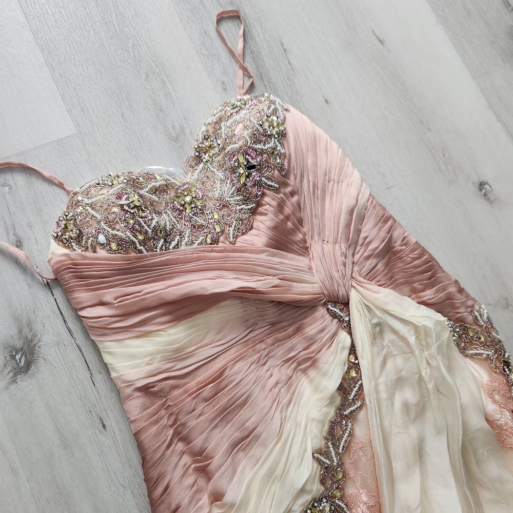 Elegant Pink and Cream Embellished Dress